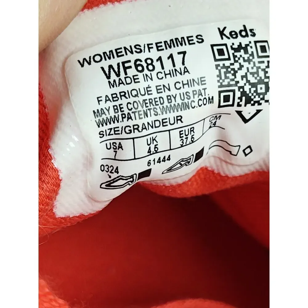 KEDS Women's 7 Red Linen Point Lace Up Sneakers New Blemishes